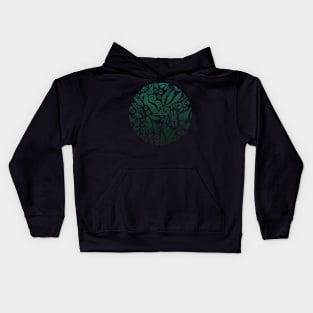 Jackraken Linocut (green) Kids Hoodie